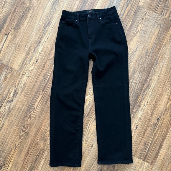NWOT Quince Stretch High Rise Straight Jeans Women 26 Black Excellent - Picture 2 of 7